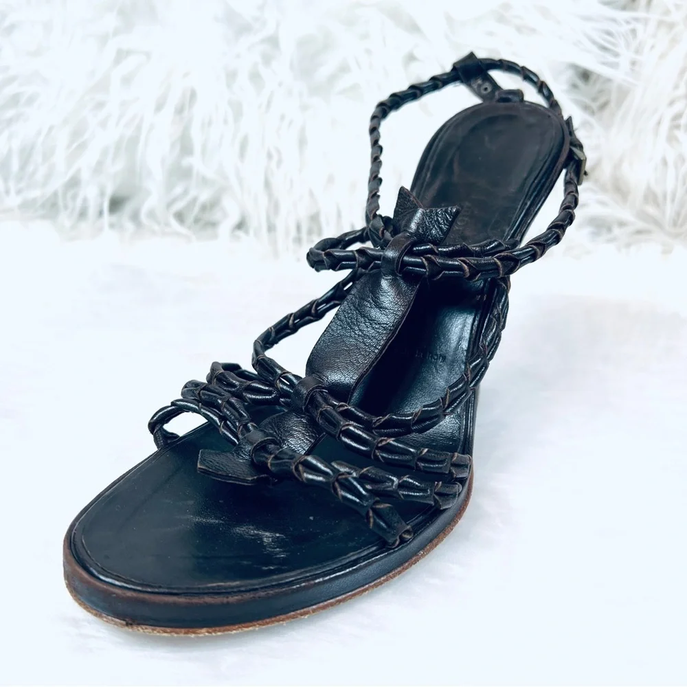 Sigerson Morrison Brown Strappy LEATHER Wedge Shoe